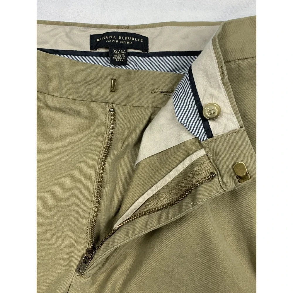 Banana Republic Gavin Chino‎ Pants Mens 32x34 Khaki Straight Casual Cotton